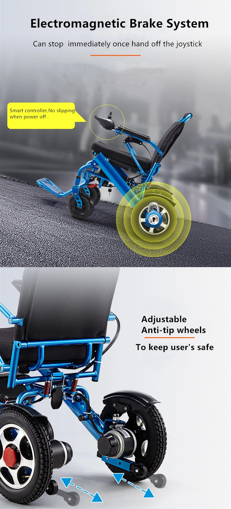 250W Brush Motor Light Foldable Electric Wheelchair