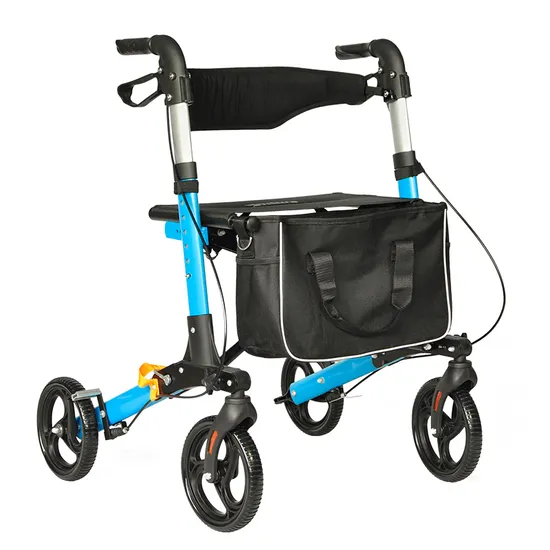 Lightweight Folding Mobility Walker Portable Aluminum Walking Aid Elderly Rollator